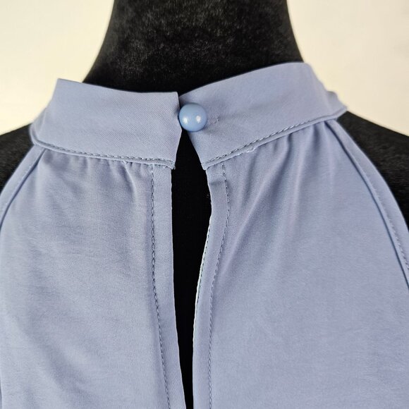 Pretty Garden Womens Halter Neck Tiered Maxi Dress Size S Waist Tie Light Blue - Picture 9 of 13